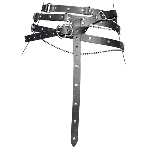 Medieval Chain Thin Waist Belt Unique Charm Adjustable PU Leather Waistband Cosplay Accessory for Men and Women4