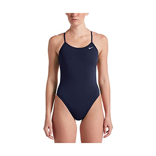 Nike Women's Hydrastrong Solid Cutout One Piece Swim, Midnight Navy, 28