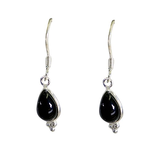Boucles d'oreille onyx noir femme argent 925 forme ovale bijoux tendances