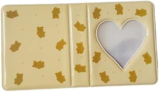 Amagogo Mini Photo Album idol cards binder Photocard Sleeves 36 Pockets Photo Card Holder, Love heart Photocard Holder Book for Birthday, Brown bear