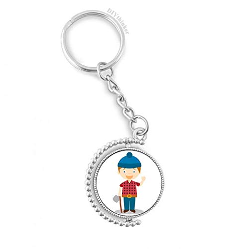 Porte-clé Canada rotatif dessin animé chapeau bleu shirt