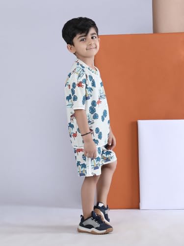 Image of POLKA TOTS 100% Pure Cotton T-Shirt and Shorts Combo For Boys | Summer Dress & Beach Wear for Boys and Toddlers | Breathable Premium Fabric Co-Ord Set Kids | Relaxed Fit Casual Summer Outfit for Kids