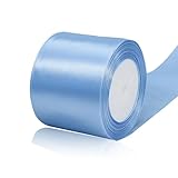 Light Blue Satin Ribbon 3 Inch x 25 Yards, Solid Color Fabric Silk Ribbon for Gift Wrapping, Hair Bows, DIY Crafts, Wreaths, Floral Bouquets, Chair Sash, Christmas, Baby Shower, Wedding Party