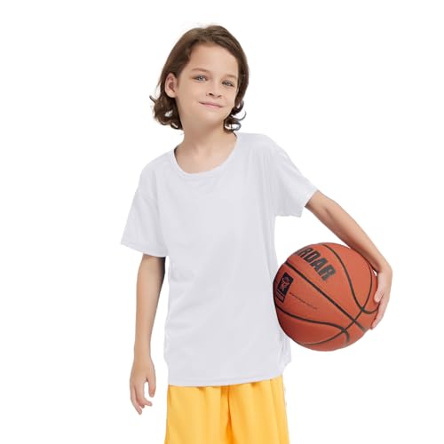 6 Pack Boys Youth Kids Mesh Athletic Quick Dry T Shirts Short Sleeve Moisture Wicking Tee Shirts Active Tops (Age 4-18)4