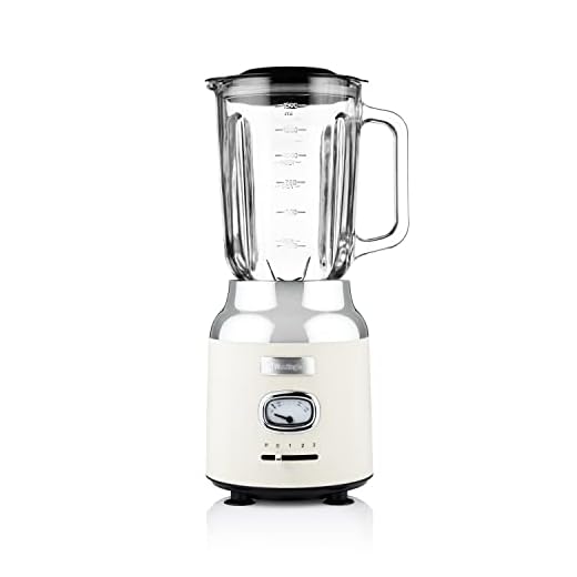 Westinghouse Batidora de vaso retro, recipiente de cristal de 1,5 litros, 3 velocidades, función de pulso, 6 cuchillos especiales de ala, acero inoxidable, patas antideslizantes, sin BPA, 600 W, color