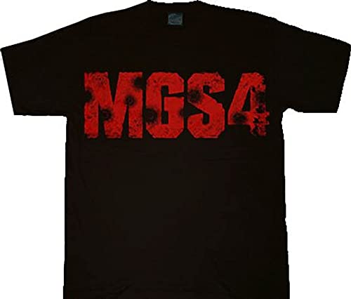 Metal Gear Solid Logo MGS4 with Bullet Holes Black T-Shirt Tee (Mens Small)