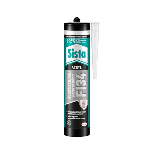 Sista F134 Elastisch/Bau Fugenfüller, dauerhaft elastische Dichtmasse für innen & außen, Fugenmasse für vielseitige Anwendungen, sofort regenfest, Weiß, 1x300ml Kartusche