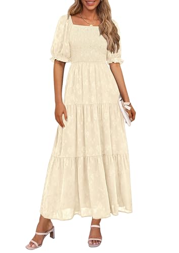 PRETTYGARDEN Women's 2025 Summer Casual Midi Dresses Square Neck ...