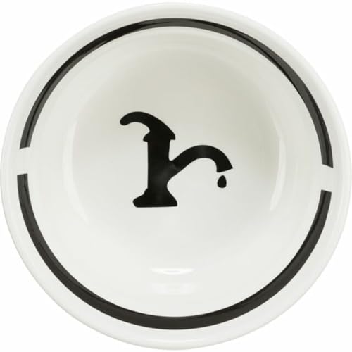 Trixie Futterstation aus Keramik, 1,6 l/Ø 20 cm, weiß/schwarz