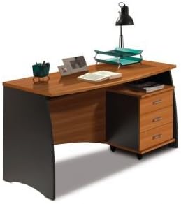 Stillo Nut Brown and Office Grey Desk With Drawers