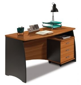 Stillo Nut Brown and Office Grey Desk With Drawers