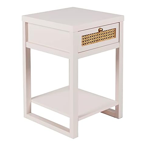 Decor Therapy Mesa Auxiliar Luna con cajón de ratán, Madera, Rosa (Blush) Cover