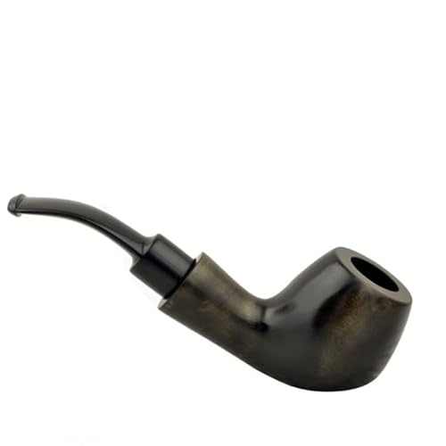 Fischietto per tabacco in legno di pera, liscio, curvo, autonomo, fatto a mano, filtro da 9 mm, prodotto in Polonia, modello N63 Zurek (nero)