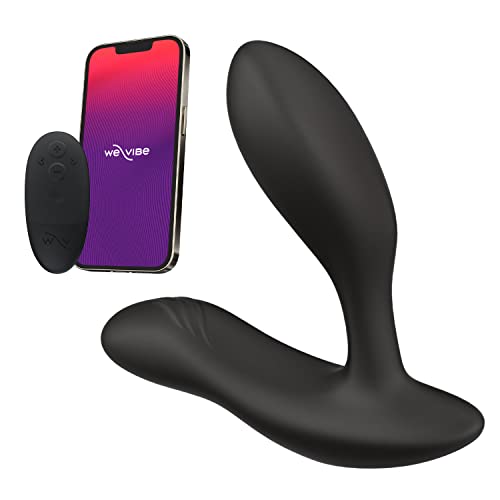 Image of We-Vibe Vector+ Vibrating Butt Plug Adult Sex Toy | Silicone Perineum & Prostate Massager Male Sex Toy | Long Distance App & Remote Control Anal Vibrator | 10 Modes Anal Plug for Couples | Black