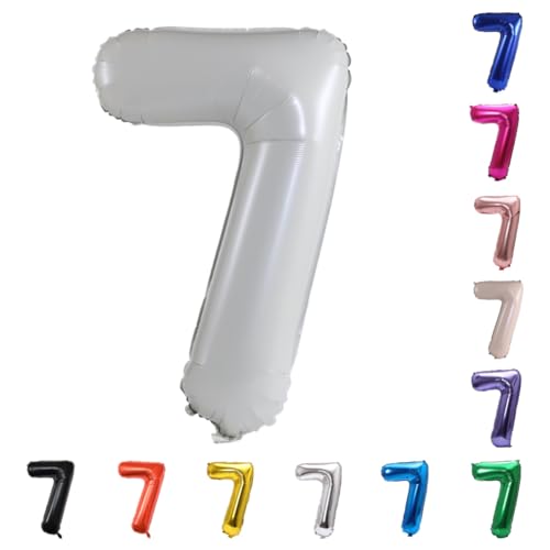 Image of YPSelected 32 Inch Large Foil Helium Number Balloon Birthday Wedding Party 0-9 (Ivory, 7)