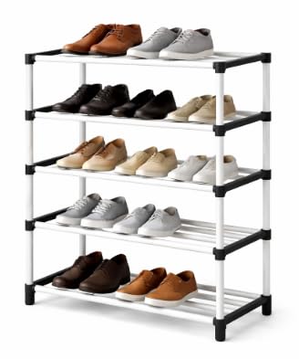Image of PlexEnt 5 Tier Foldable & Stackable Shoe Rack Organizer for Home Storage | Space Saving Plastic Shoe Stand for Bedroom, Entryway & Closet | Lightweight Durable Multipurpose Shoe Storage Shelf (5)