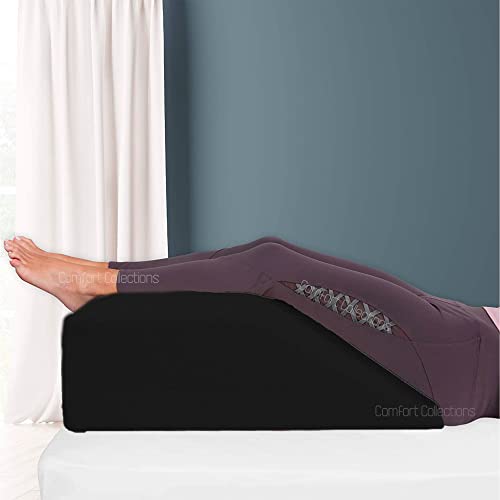 Comfort Collections Leg Rest Wedge Pillow - Memory Foam Clinical Therapeutic Grade Post Surgery Bed Rest Recovery Leg Back Hip Pain Circulation Elevating Leg Pillow COLOUR: Black