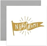 Old English Co. Housewarming Card for Friends and Family - Gold Foil New Home Flag Card - New House, Apartment, Pad Card for Couple - For Men and Women | Blank Inside & Envelope Included