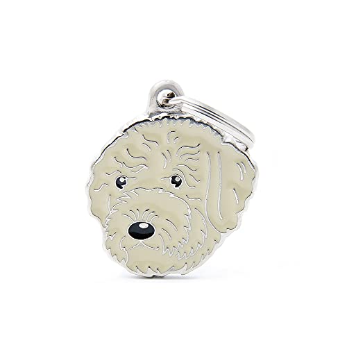 My Family Placa de Identificación personalizado para perro Made in Italy, Lagotto Romagnolo Crema, Placa de identificación de Perro Grabada Gratis, Esmaltada a mano en metal, Colección Friends, 27x30 mm