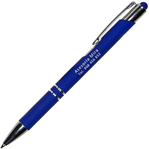 PROMO SHOP - Elegante Boligrafo para Regalar Personalizado (Nombre o Texto), Boligrafo Azul Metálico y Puntero para Dispositivos Móviles, Incluye Estuche Individual | Ya disponible en tu tienda friki favorita! En mundofriki.es!