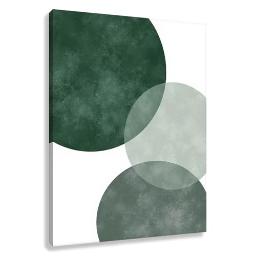 Novup Green Abstract Wall Art Harmony Canvas Print Decor Pictures Painting Forest Sage Textured Circles 24X32Inch