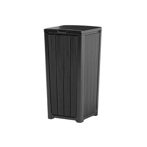 Image of 23 Gallon Outdoor Trash Can Waterproof Resin Garbage Can with Lid Outside Trash Bin for Porch Backyard, Deck, Patio, Kitchen Trash Can