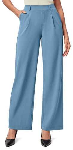 Image of IUGA Dress Pants Women Stretchy Wide Leg Work Pants Business Casual Outfits