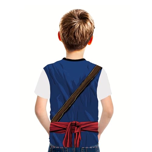 THE PIRATE KING Anime Pirate Captain Boys T-Shirt Funny Cosplay Knight Tee Crewneck Short Sleeve Loose Fashion Kids Top2