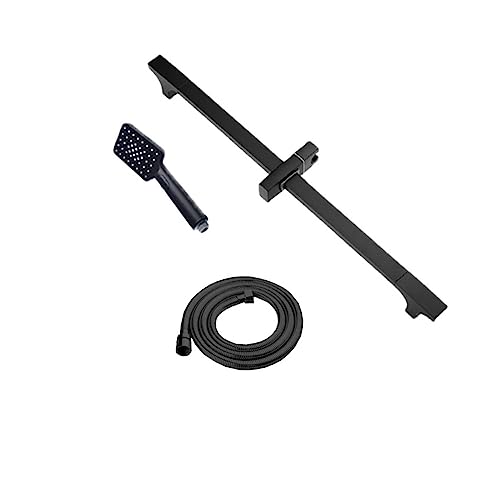 Barre de douche noire avec support curseur mobile réglable pour salle de bain