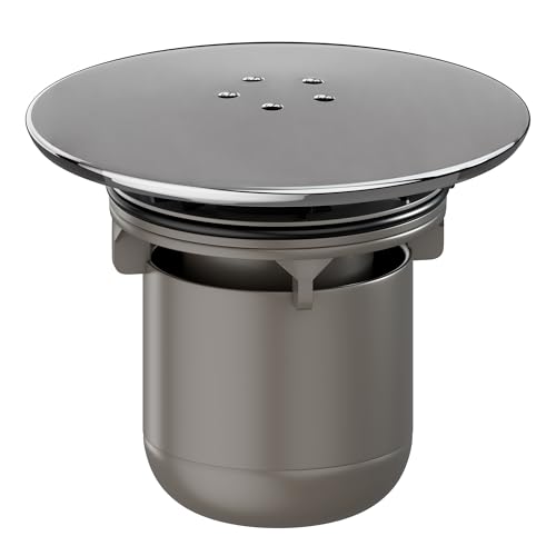 HNNHOME Shower Drain Cover Replacement, Chrome Shower Trap Cover, Removable Top Fitting Cap Parts, 90mm/115mm Shower Plughole Cover, Fast Flow Shower Tray Waste (Warm Grey)