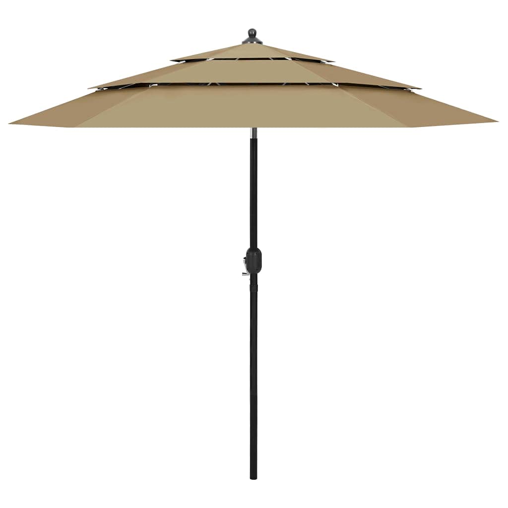 vidaXL 3-poziomowy parasol na aluminiowym słupku, taupe, 2,5 m