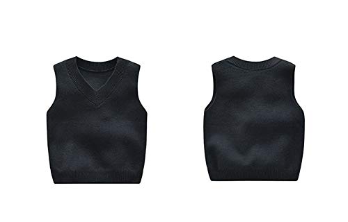 Ptpuke Baby Boys Girl's V Neck Comfort Knitted Sleeveless Pullover Vest Sweater, Black, 3T #TOP1