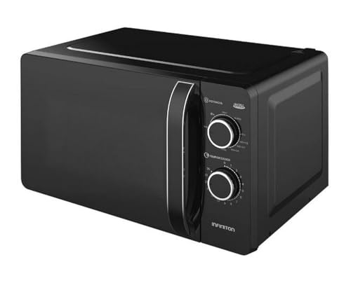 INFINITON Microondas MW-GB2090, 20 Litros, 800 W, Grill, Temporizador de 0 a 35 minutos, Apertura de puerta con tirador, Negro