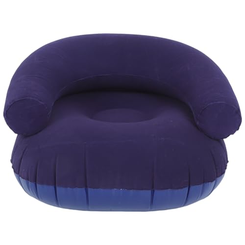 DINHEAROM Fauteuil Gonflable Pliable en Tissu Floqué Bleu Marine, Siège Portable pour Adultes, Canapé Gonflable Compact et Léger, Mobilier de Camping pour...