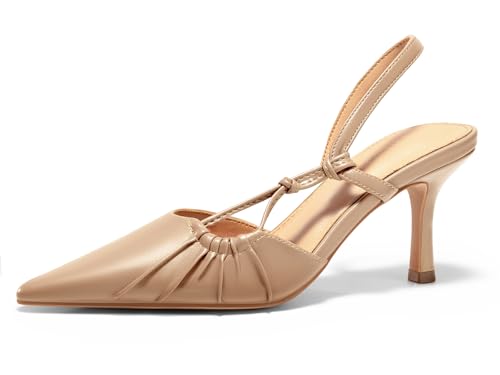 Image of Coutgo Womens Slingback Kitten Heels Closed Pointed Toe Pumps D'Orsay Wedding Party Dress Shoes