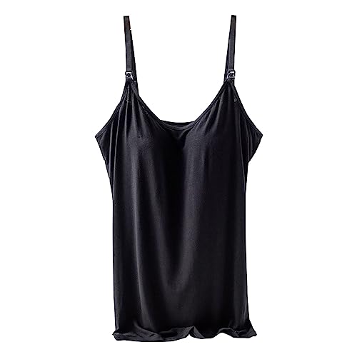 Camiseta sin mangas de maternidad para mujer con brasier para lactancia, camiseta interior para amamantar, Negro, M