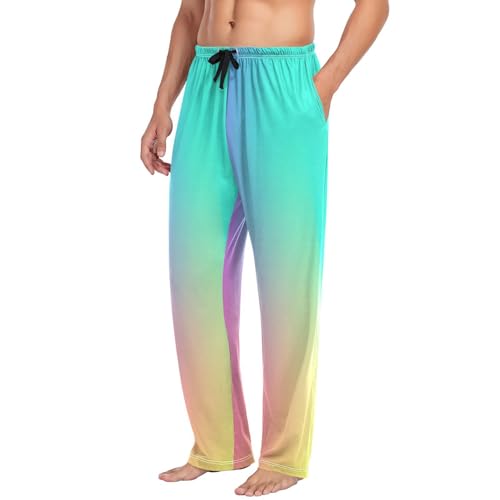 Bright Rainbow Gradient Mens Pajama Pants Lounge Men's Pajama Bottoms Soft Sleep Pants With Pockets XL3