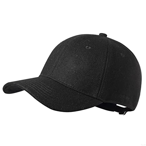 GADIEMKENSD Winter Baseball Caps Wool Dad Hat Warm Trucker Hats Work Cap Workout Thick for Mens Womens Clothing Sport Novelty The Dem En Apparel Fabric Men Woolen Unstructured, Black L Cover