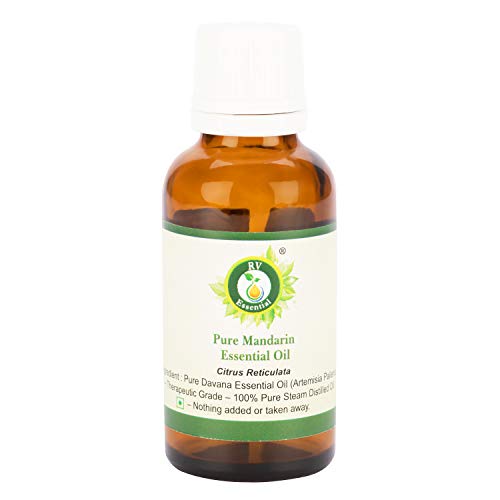 R V Essential Pure Mandarin Essential Oil 100ml (3.38oz)- Citrus Reticulata (100% Pure and Natural Steam Distilled)