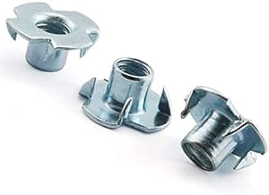 M8 (8mm Ø) T-Nuts Four Pronged Captive Blind Threaded Inserts for Wood Furniture (Pack of 10)