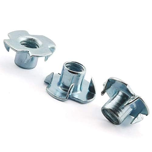 M8 (8mm Ø) T-Nuts Four Pronged Captive Blind Threaded Inserts for Wood Furniture (Pack of 25)