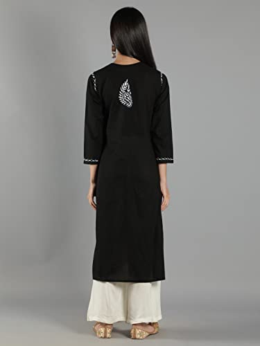Image of Seva Chikan Hand Embroidered Lucknowi Chikankari Cotton Kurta Kurti for Womens SCL4219