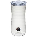 KitchenBrothers Espumador De Leche Electrico - Batidora Leche Espuma - Milk frother - Calentador de Calienta Leche - 4 en 1 Batidor, Hervidor, Espumadera - Blanco