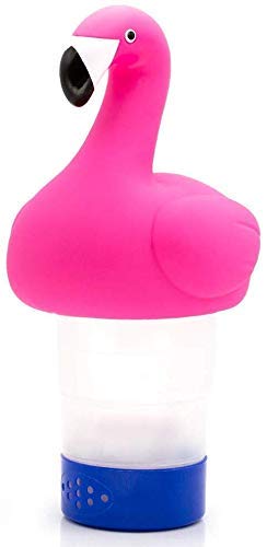 WWD POOLPremium Animal Floating Pool Chlorine Dispenser for Chemical Tablets Fits 3" Tabs Bromine Holder (Flamingo)