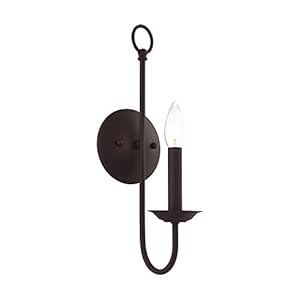 Livex Lighting 42681-07 Steel Wall Sconce for Home Decor; Stylish Wall Decor, 1 Light Fixture Bronze Finish