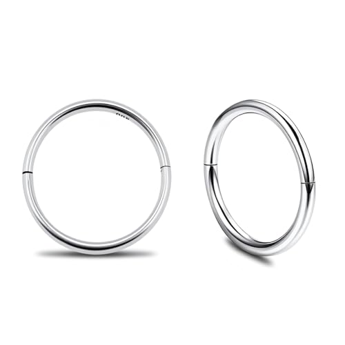 SERENITY SLEEPERS 925 Sterling Silver Seamless Sleeper Hoop Clicker Earrings - Hypoallergenic 18G Hinged Hoops for Continuous Wear (8mm to 14mm) - Unisex Women Men Body Jewelry for Ears