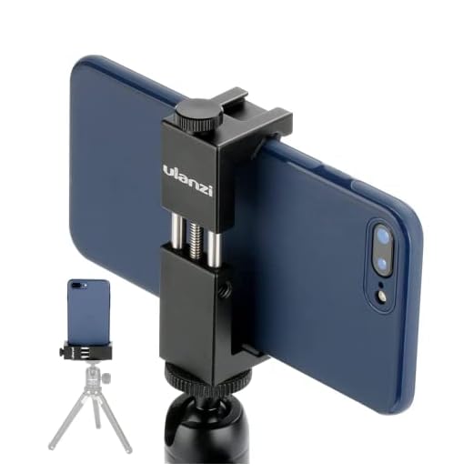 ULANZI ST-02S Aluminum Phone Tripod Mount w Cold Shoe Mount, Support Vertical and Horizontal, Universal Metal Adjustable Clamp for iPhone 12 11 Pro Xs X Max 8 7 Plus Samsung Android Smartphones
