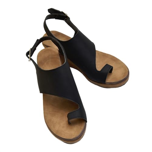 Womens Fashion Comfy Platform Sandal, Women Bunion Wedge Sandals with Adjustable Metal Buckle Strap, Orthopedic Toe Beach Travel Shoes, for Bunion Splints Toe Separator, Hallux Valgus