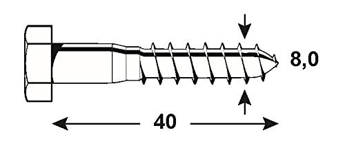 CONNEX KL4528040 Hexagonal Headed Screws 8x40 A2, Multicoloured, 8 x 40 mm - Image 2