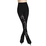 Genérico Mallas De Patinaje Artístico para Niñas, Leggings De Patinaje Medias para Actuaciones Elásticas Cálidas Y con Pedrería(Size:M,Color:Negro)